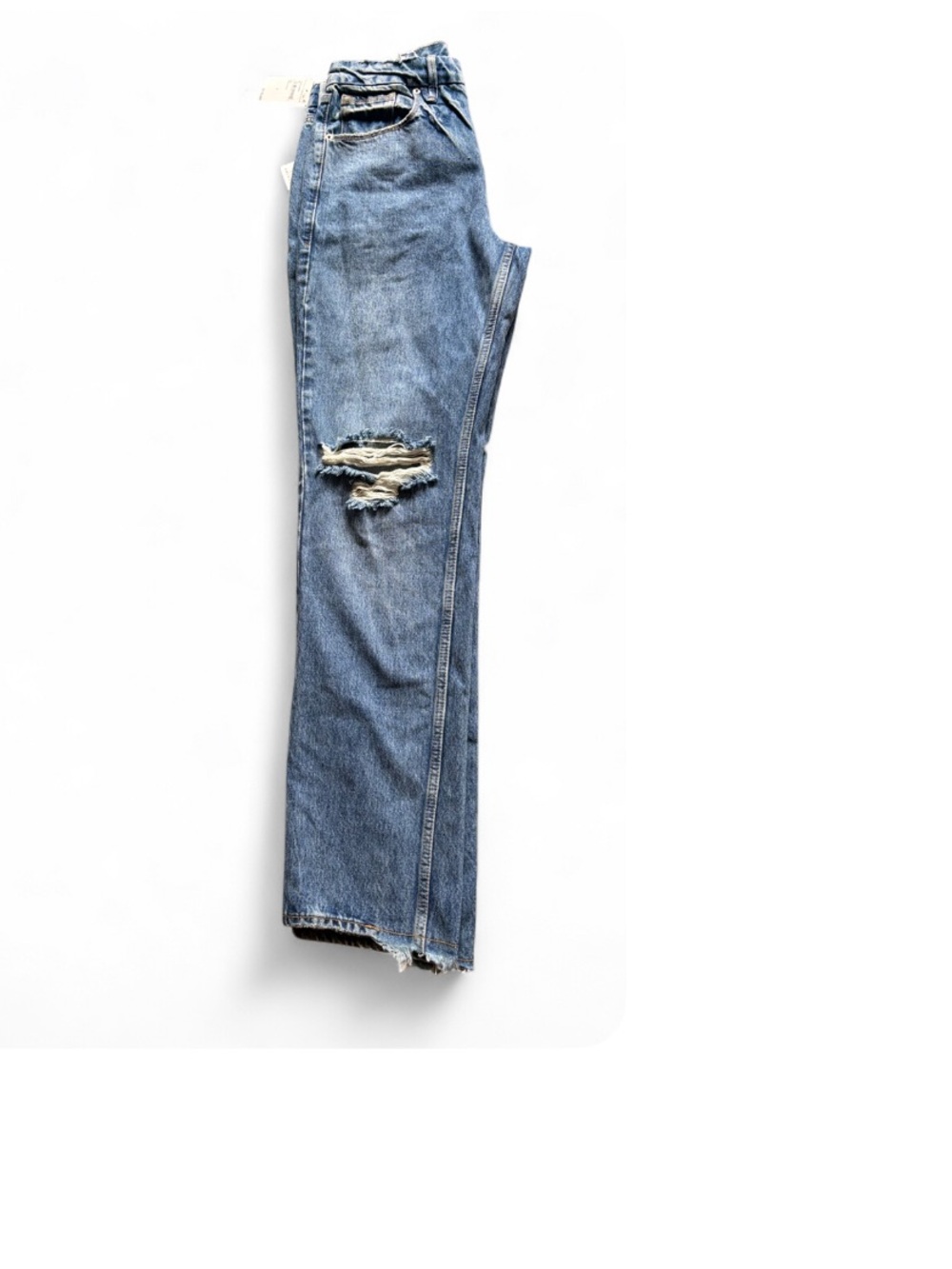 Good American 90s Wide Leg Straight Jeans NWT 8/29 Distressed Raw Hem - Picture 5 of 13